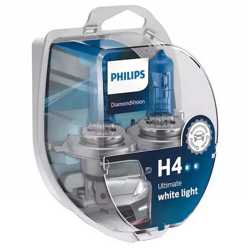 PHILIPS H4 Diamond Vision 5000K Bulbs 12342DVS2 Aus Seller