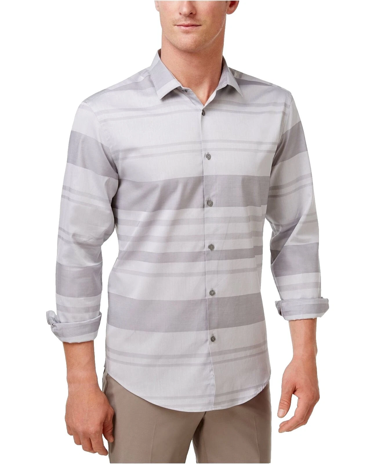 Alfani Listrado, casual, com Botões Camisas para Homens