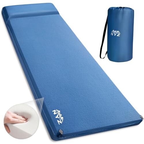 Self Inflating Sleeping Pad for Camping 3.1" Ultra-Thick Memory Foam Blue - Picture 1 of 6