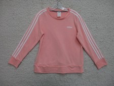 Adidas Sweater Medium Youth Pink Pullover Spell Out Logo Stretch Modern Girls M