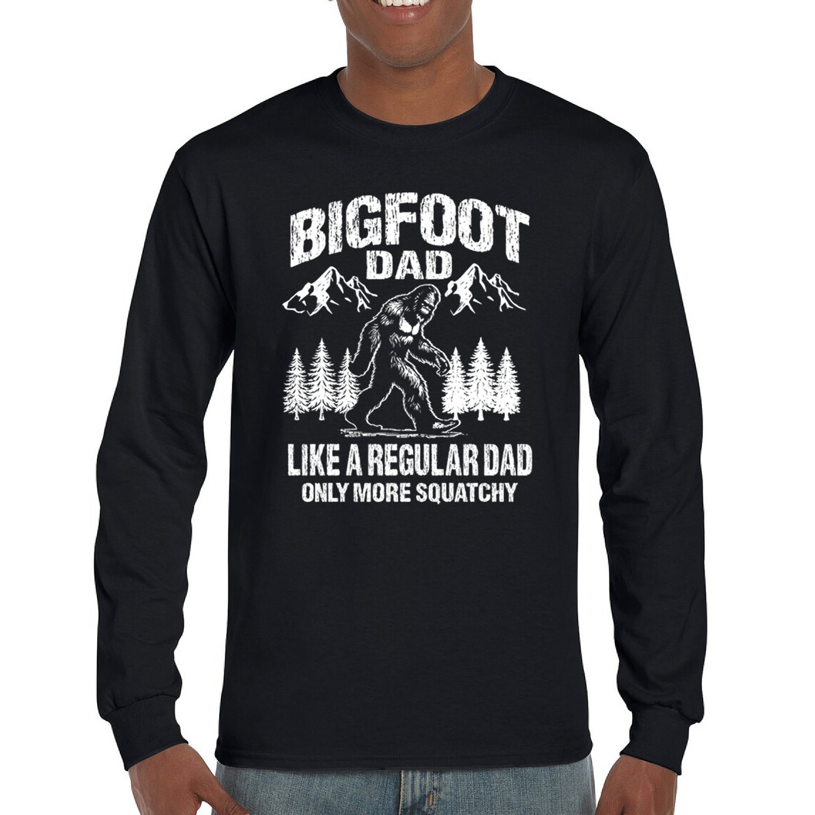 ALTRA T shirt manica lunga Bigfoot papà divertente papà sasquatch papà scherzo yeti festa del papà