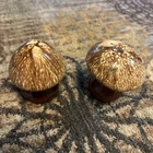 Vintage HULL Large Mushroom Salt & Pepper Shakers Brown Drip Glaze circa 1970's