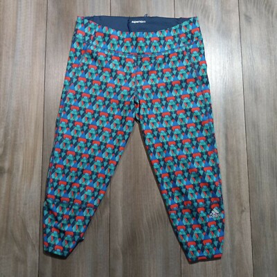 Adidas Womens 3/4 Leggings Activewear Supernova Climalite Geometric Pattern