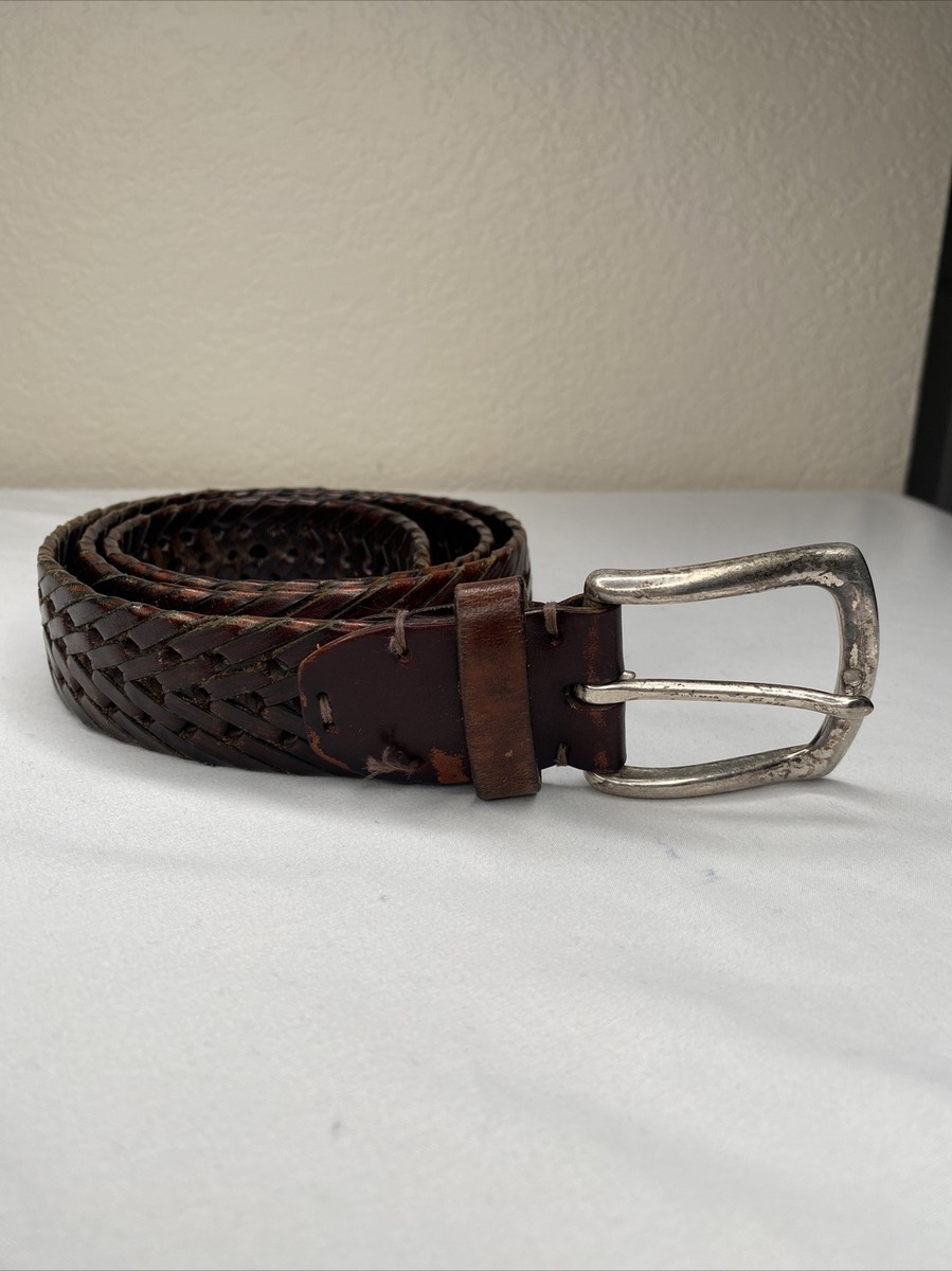 John W Nordstrom Mens Brown Leather Braided Basketweave Belt  display picture 2