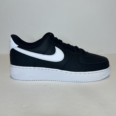 Nike Air Force 1 '07 Pebbled Leather 9 Mens Black White Brand New CT2302-002