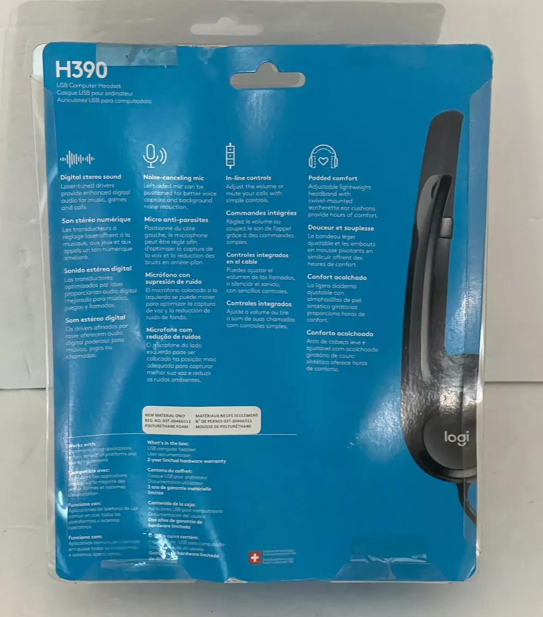 Logitech H390 Black Over the Ear Headset Wired USB (open box, never used)  133588183985