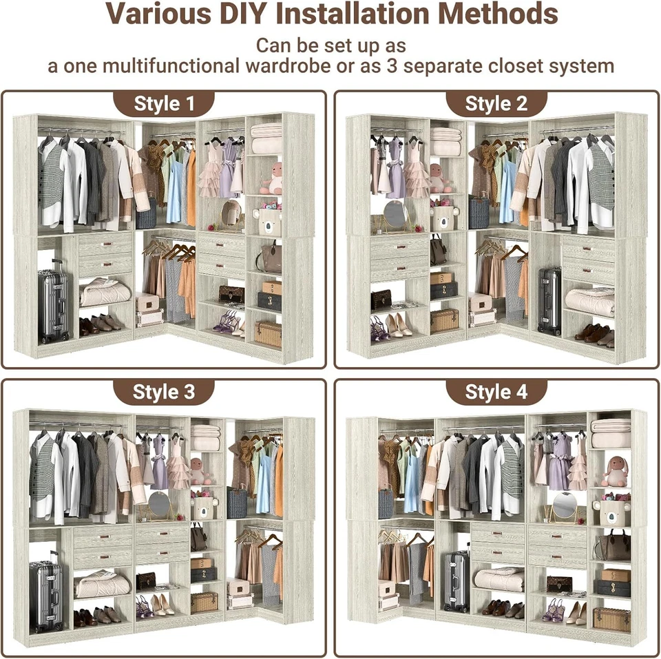 Hágalo usted mismo Paquete Plano Sistema de Armario Reversible Armario Walk-in Armario Organizador Sistema Foto 3 de 4