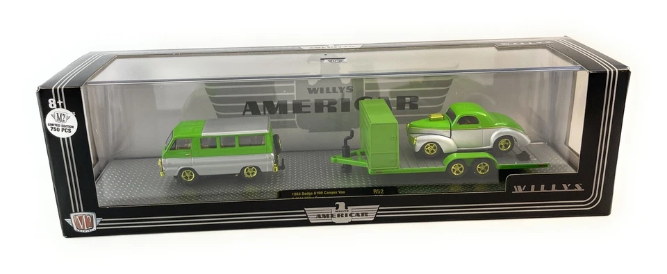 2022 M2 Machine 1964 Dodge A100 Camper Van & 1941 Willys Coupe modelo Gold chase - Imagem 3 de 4