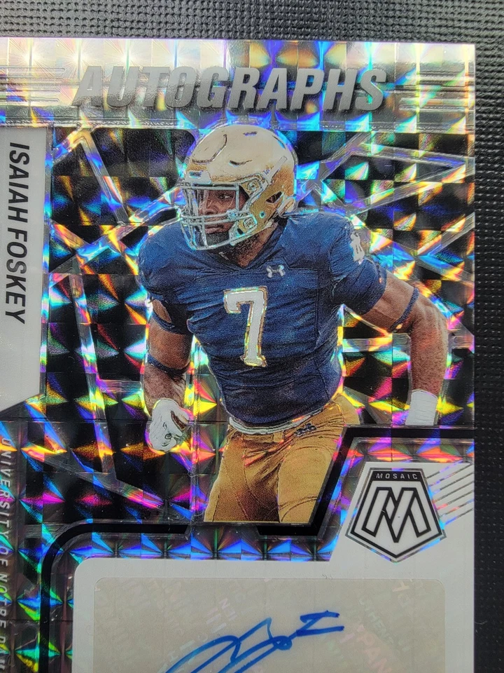 Isaiah Foskey 2023 Panini Mosaic Draft Picks Scripts Autograph Football Card - Image 3 of 4