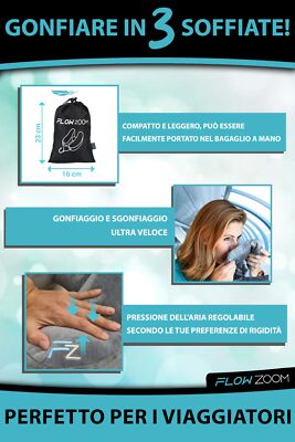 Cuscino Da Viaggio Gonfiabile 🛌 2 Pezzi Con Maschera E Tappi - Foto 8