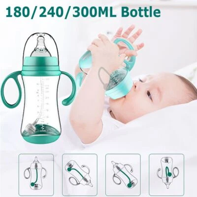 180/240/300ml Baby Bottle with Grip Infant Wide-Caliber Baby Feeding Bottles