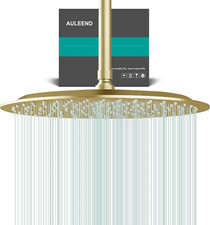 12" High Flow Stainless Steel Rainfall Shower Head in Brushed Gold Finish