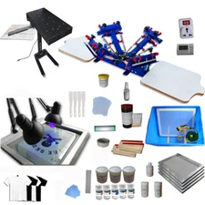 TECHTONGDA 4 Color 2 Station Screen Printing Full Starter Kit T-shirts Press 