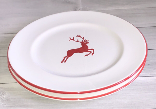 2 Platos de Cena Gourmet Gmunder Keramik Cerámica Vino Reno Tinto Ciervo Navidad NUEVO - Imagen 5 de 9
