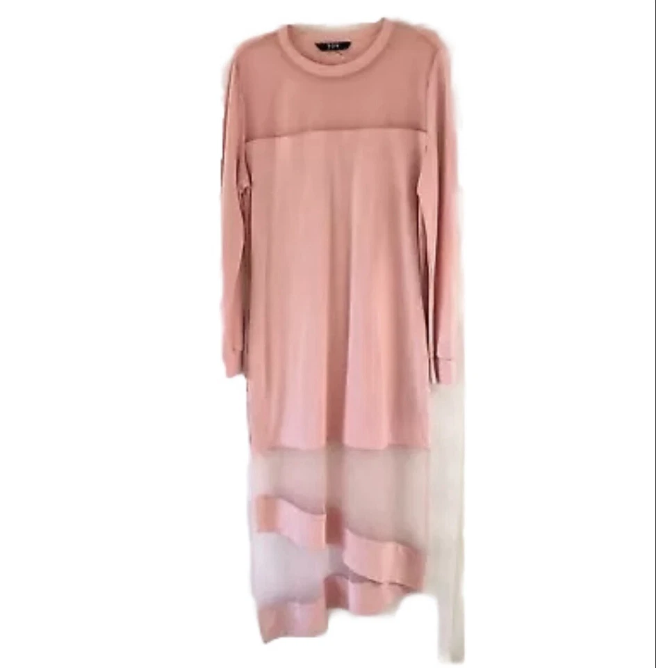 Vestido midi asimétrico rosa para mujer Tov Los Angeles talla 44 = XL manga larga Foto 4 de 4