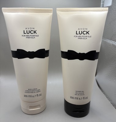 Avon LUCK For Her Shower Gel & Body Lotion 6.7 FL OZ   Sealed NOS Beauty Bundle