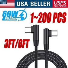 90 Degree Angle USB-C to USB-C Charger Cable Fast Charging Type Sync Cord LOT