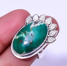 Cuprite Chrysocolla 925 Sterling Silver Artisan Handmade Ring Adjustable R54 A