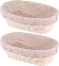 10 inch Oval Bread Proofing Basket Set of 2 Sourdough Rising Bowl with Cloth