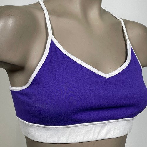 Reebok Purple White Contrast Trim Racerback Activewear Sports Bra Women's LARGE - Picture 7 of 9