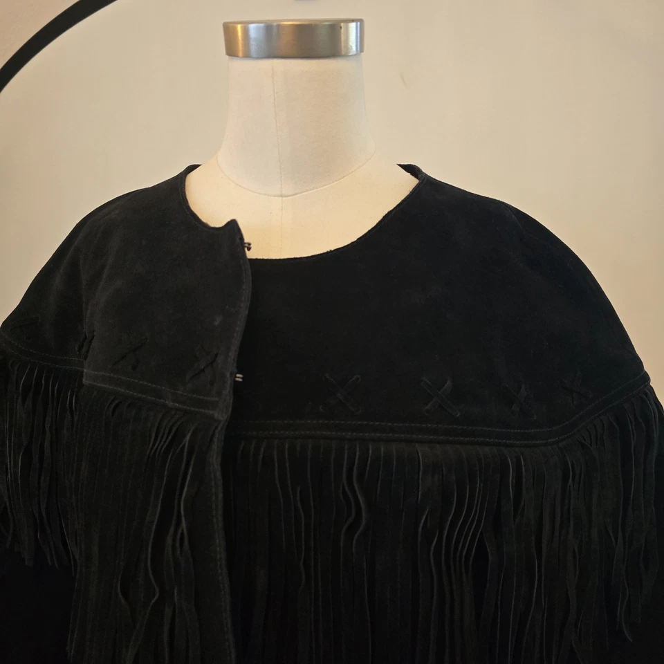 Chaqueta Current Elliot The Junie Western Gamuza Flecos Desteñidos Negra Foto 4 de 4