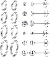 Ohrring Set 10-12 Paar Silber 316L Chirurgenstahl Gold 14 Karat Huggie Damen