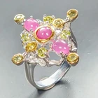 Vintage Ruby Ring 925 Sterling Silver Size 7.5 /R462529
