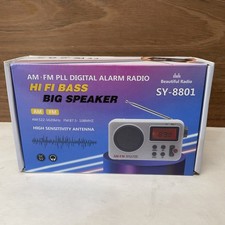 Portable Radio AM/FM Digital Alarm Light Up LCD SY-8801 Shower Speaker.