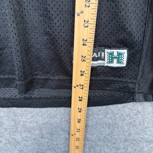VTG Hawaii Rainbow Warriors Jersey Mens Medium Football Blank Retro Black Green - Picture 8 of 12