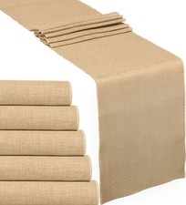 6 Pack Natural Burlap Table Runners 12 x 108 Inch  Rustic Jute Table Runne...