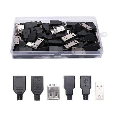VooGenzek 12er Set USB 2.0 Typ A Stecker Sortiment - A Stecker schwarz 