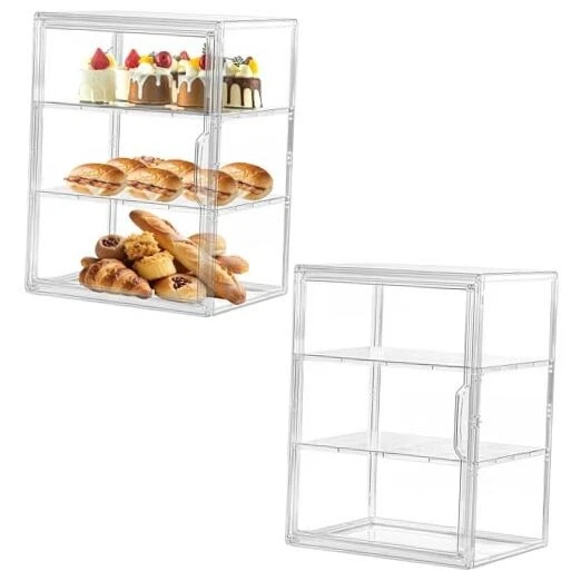 Pastry Display Case, Large Bread Box for Kitchen Countertop, 2 Pack Large 2pcs