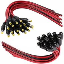 5.5x2.1mm Female Male DC Power Socket Jack Connector Cable Plug Wire CCTV Lot