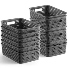 12 Pack Plastic Storage Baskets - Small Pantry Organization and Storage B...