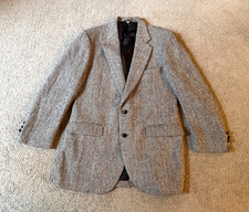 VTG Stafford Harris Tweed Men's Gray Wool Sport Coat Blazer - Size 40R