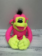 VINTAGE 1994 PINK NEON PUFFALUMP CHATTERING CHIMP MONKEY HANGING SOFT TOY