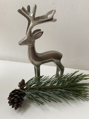 Metall Hirsch Deko Figur Shabby Skandi Impressionen Silber Weihnachten 