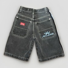 Vintage JNCO Jeans Shorts Boys Size 12 Black Denim Jorts Side Stripe B2790DS Y2K