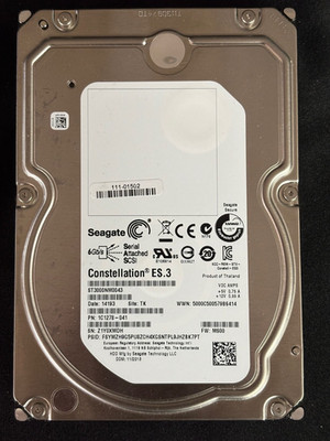 NetApp 111-01502  3TB SAS Drive - PI/FDE - 6Gbps - ST3000NM0043 - 1C1278-041