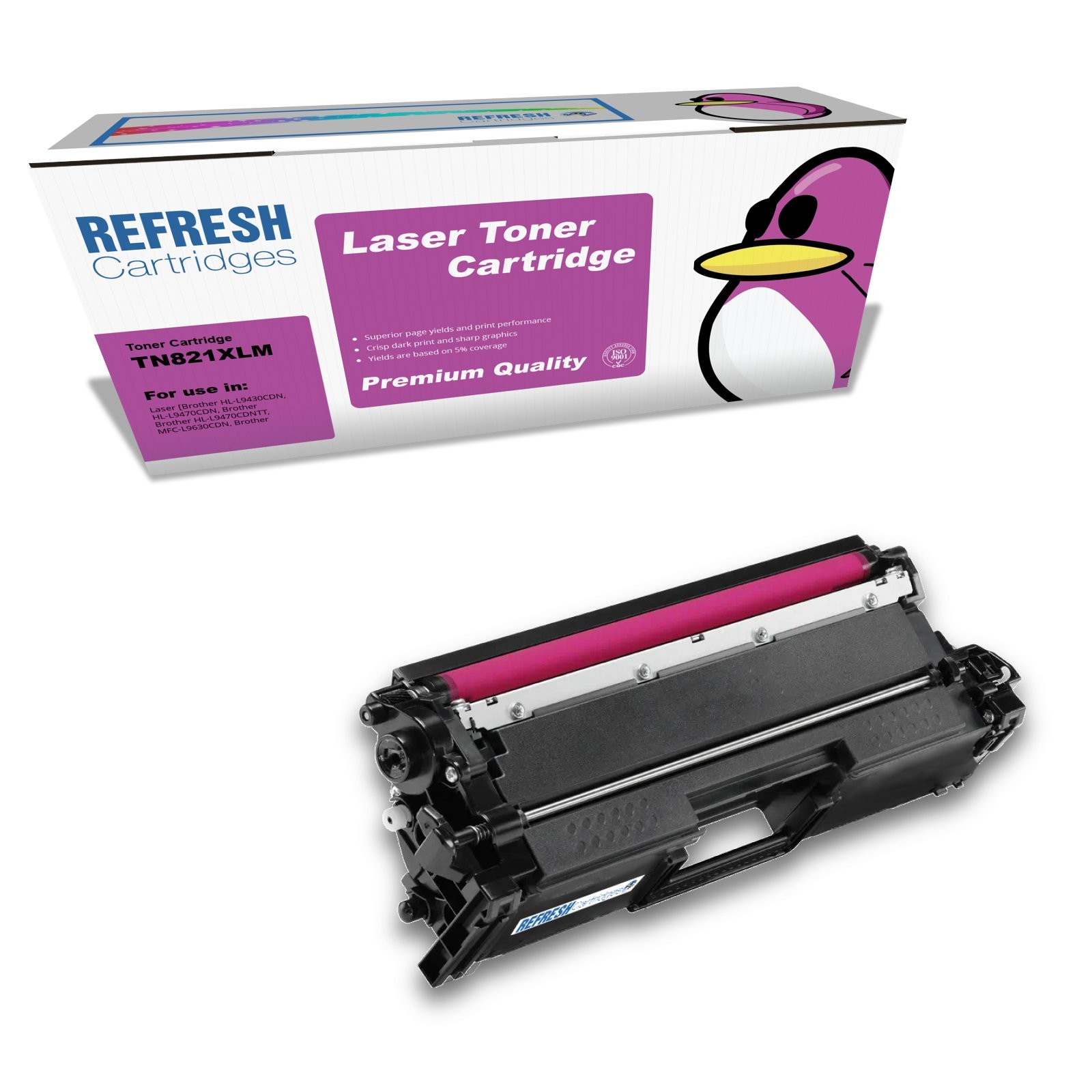 Refresh Cartridges Magenta TN821XLM Toner Compatible With Brother Printers