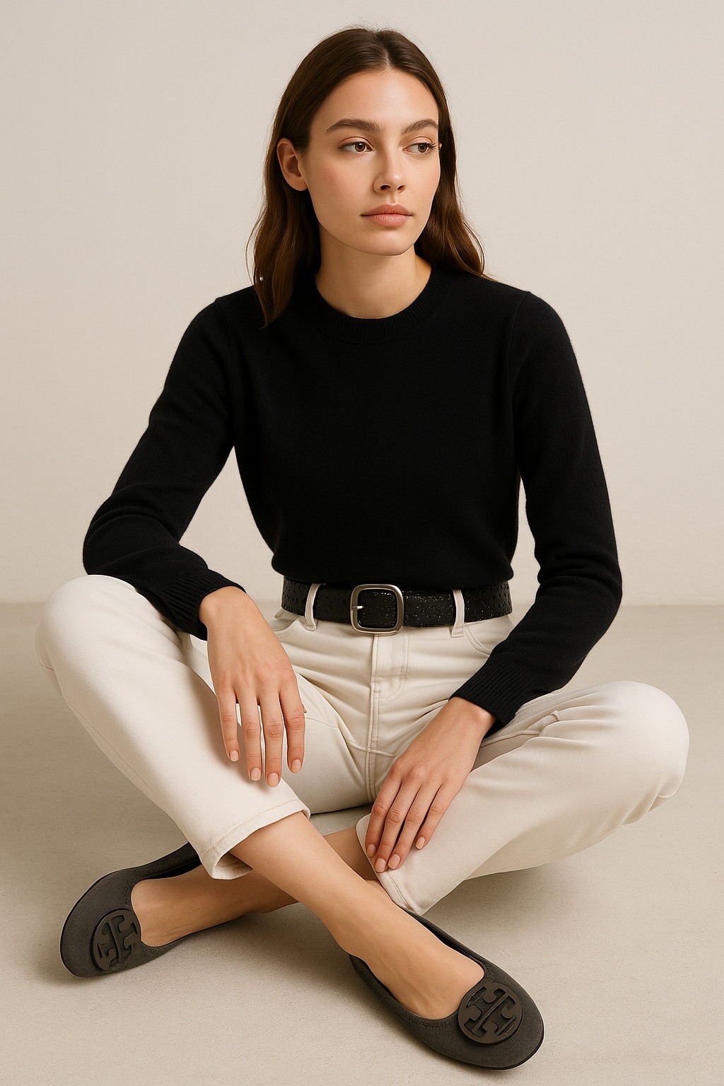 Tory Burch Reva Ballet Flats Gray Suede Leather Logo Medallion Size 9M thumbnail 10