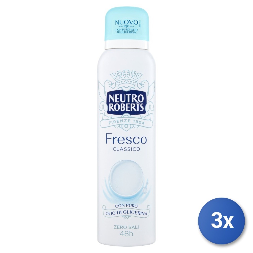 3x Roberts Deodorant Spray 150 Ml. Fresh Blue