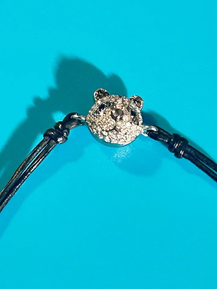 Pulsera de cuero panda cristal fósil talla 7 Foto 2 de 4