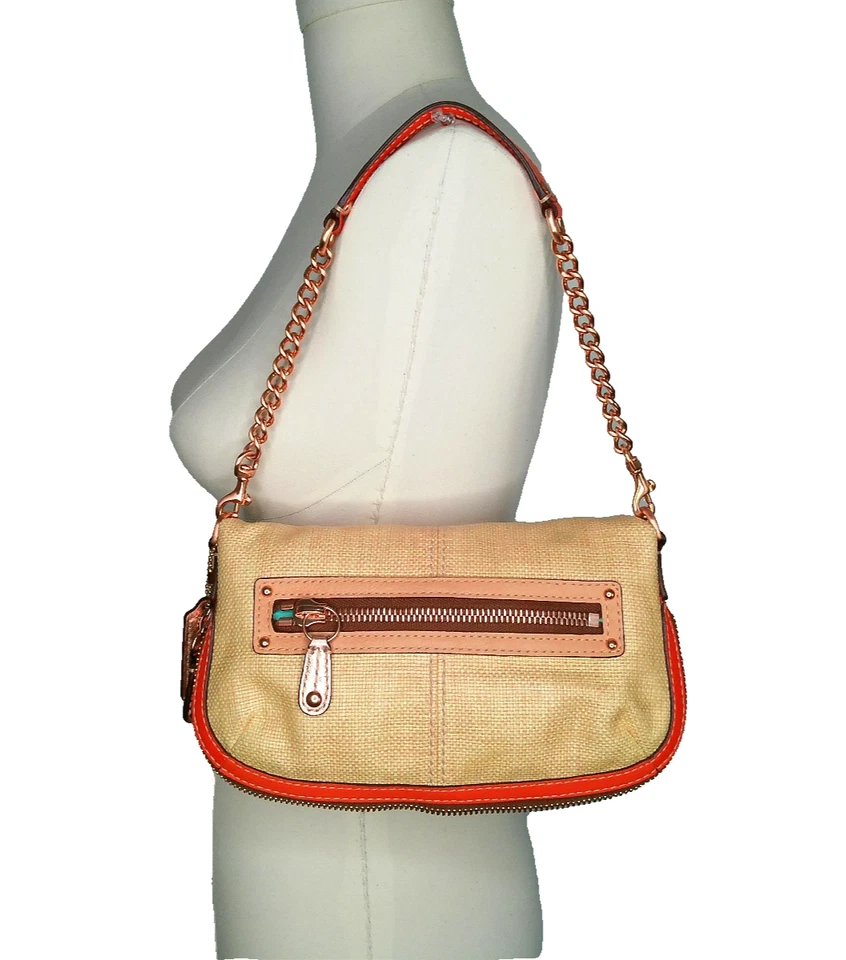 Coach 13396 Bonnie Cashin ретро соломенная сумочка Kiss замок застежка - Изображение 2 из 4