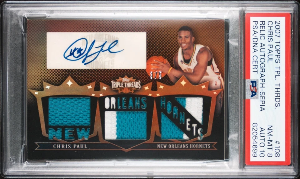 PSA 8 /5 Chris Paul Auto Patch Pop 1 2007-08 Topps Triple Threads Autograph - Image 2 of 4