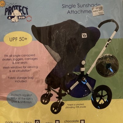 Single Stroller Jogger Car Seat Sunshade Attachment UPF 50+ Protect A Bub Black