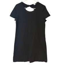 GAP Women Black Short Sleeve Twist Back Casual Dress Size M Basic Cotton