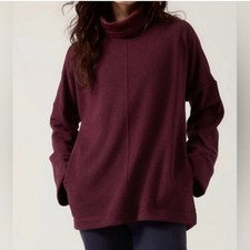 ATHLETA Cozy Karma Funnel Neck Sweatshirt Burgundy Maroon Medium M