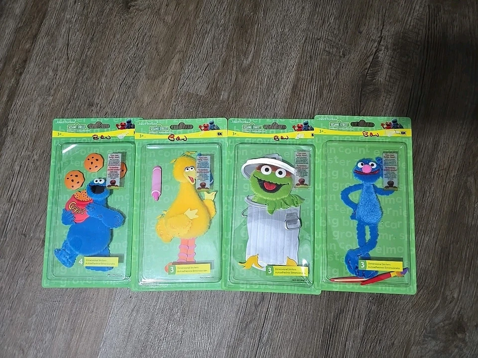 ¡GRANDE! JUEGO DE 4 PEGATINAS GRANDES JOLEE'S 3D. BIG BIRD, COOKIE MONSTER, GROVER, OSCAR Foto 2 de 4
