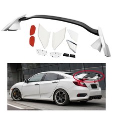 White Black Type R Style Trunk Spoiler Wing For 16-21 Honda Civic 4 Door Sedan